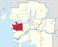 Location of Vancouver in Metro Vancouver