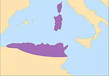 Map of the Vandal Kingdom in 455 AD