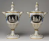 Neoclassical covered vases, between 1784 and 1795, 18 3/4 in. (47.6 cm) high.