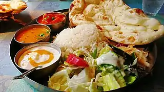 North Indian style vegetarian thali.