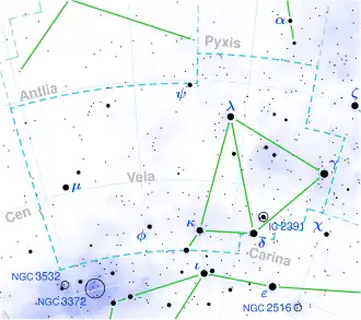 Luhman 16 is located in the constellation Vela.