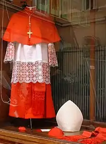 Vestments of a cardinal in the shop of Gammarelli