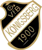 A German shield in black with a white diagonal stripe. It is edged in gold and has the name of the club and the year 1900 written on it.