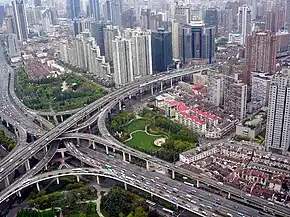 Complex viaducts in Puxi (Nanbei Elevated Road at Yanan Middle Road)