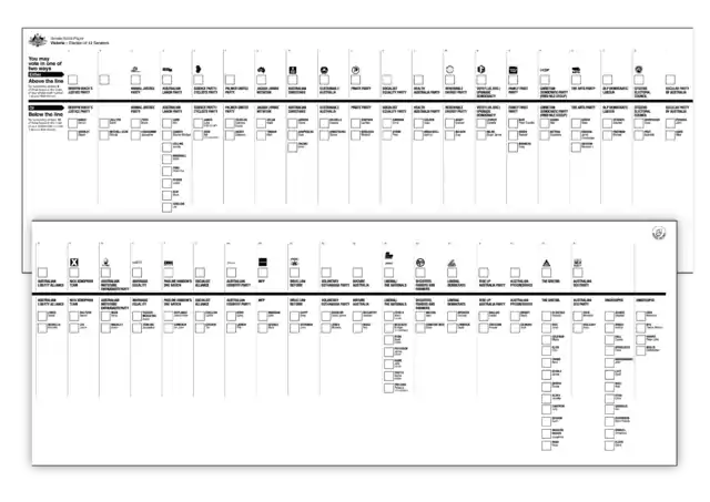 Senate ballot paper used in Victoria.