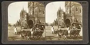 A 1903 stereographic image of Victoria Terminus, Bombay, by Underwood and Underwood. The station was completed in 1888.