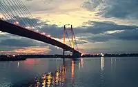 The Second Hooghly Bridge illuminated at night