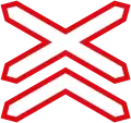 Warning, multiple-track railway crossing