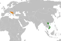 Map indicating locations of Vietnam and Yugoslavia