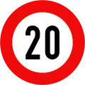 127: Maximum speed limit (20 km/h)