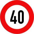 127: Maximum speed limit (40 km/h)