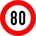 127: Maximum speed limit (80 km/h)