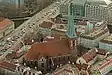 Aerial view of the Nikolaikirche in the Nikolaiviertel