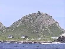 View of Farallon Island Light, with research station below