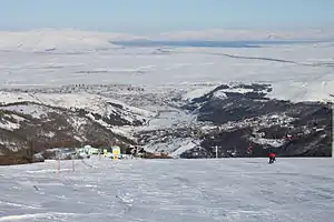 View of Tsaghkadzor and Lake Sevan from the second ski run