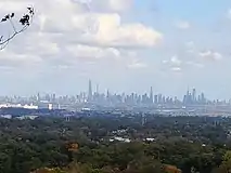 View of NYC from trail on Garret Mountain