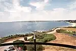 Vineyard Sound viewed through glass enclosure at Nobska Light