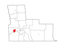 Map highlighting Endwell's location within Broome County.