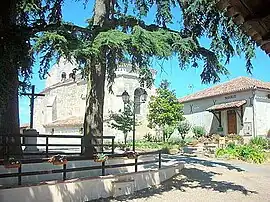 The church and town hall of Saint-Vincent-Lespinasse