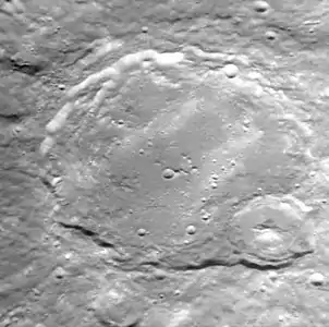 Oblique view of Vincente crater