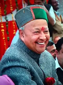 Virbhadra Singh in Himachali cap.