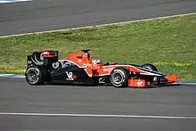 Timo Glock testing the Virgin VR-01 during pre-season testing in Jerez, February 2010.