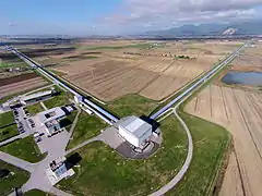 Aerial view of the Virgo detector