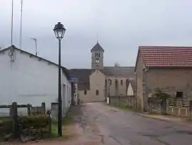 The church and surroundings in Viry