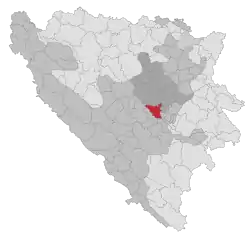 Location of municipality within Bosnia and Herzegovina