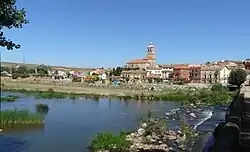 View of Tordómar from the Arlanza river Roman bridge, 2008