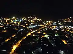 View of the city at night.