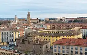 Tarazona, 2015. Depicted are: Tarazona Cathedral and Seminary, Old Bullfight Arena, and Sanctuary of the Lady of the River