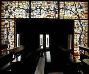 Interior of Stained glass in Parish of Saint Joseph (1993), color glass and concrete, Ripoll.