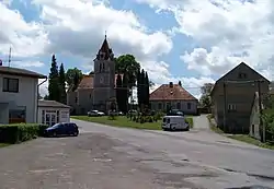 Church of Saint James the Great and rectory in the centre of Vojkov