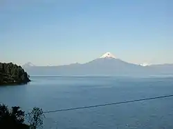 A view of the Osorno volcano from across the lake