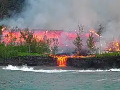 Flow of lava of the Piton de la Fournaise