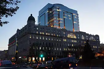 Old and new buildings on the intersection of Volodymyrska and Bohdan Khmelnytsky Street