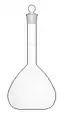 Volumetric flask — for preparing liquids with volumes of high precision. It is a flask with an approximately pear-shaped body and a long neck with a circumferential fill line.