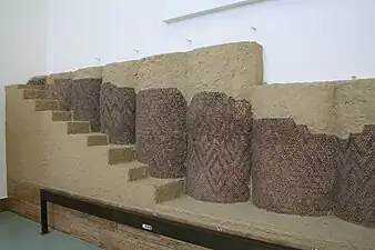 Columns with clay mosaic cones from the Eanna precinct in Uruk (southern Mesopotamia), Pergamon Museum, Berlin, Germany, unknown architect, 3600-3200 BC