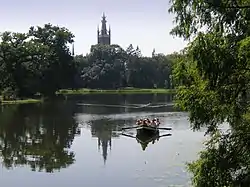 Wörlitz Lake and Church St. Petri in Wörlitz