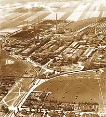 Agfa-Filmfabrik Wolfen 1929, producer of VISTRA synthetic fiber, a strategic material in German warfare, World War II. Source: Chemiepark Bitterfeld-Wolfen GmbH