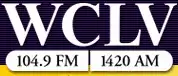 Two lines of text, both in serif type: "WCLV" on the top row, and "104.9 FM" and "1420 AM" on the bottom row.