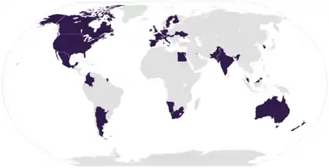 Map of the participating nations