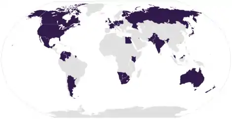 Map of the participating nations