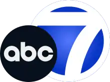 The ABC network logo, a black disk with lowercase letters "abc", overlapping a blue disk trimmed in white featuring a stylized white numeral 7.