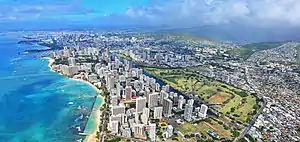 Aerial view of Waikiki