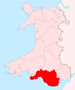 Glamorgan shown within Wales