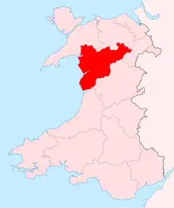 Merionethshire shown within Wales