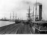 Image 13Wallaroo jetty in 1909, showing shipping, launches, and grain waiting for loading. (from Transport in South Australia)