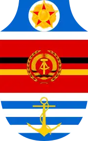 The coat of arms of the People's Navy with the Order of Karl Marx (between 1956 and 1990)